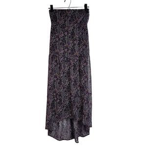 NWT OLD NAVY XS Paisley Semi Sheer Lined Hi Lo Midi Dress Boho Strapless